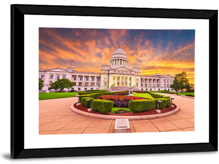 Arkansas State Capitol at Sunset Wall Art as a framed print