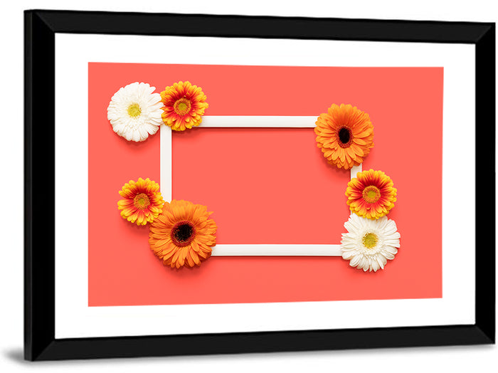 Handwritten Gerbera Greeting Wall Art as a framed print