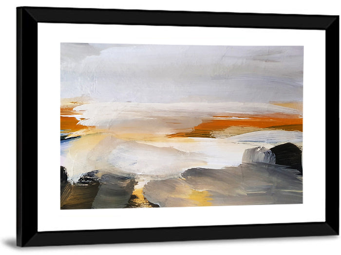 Misty Coastal Horizon Wall Art as a framed print
