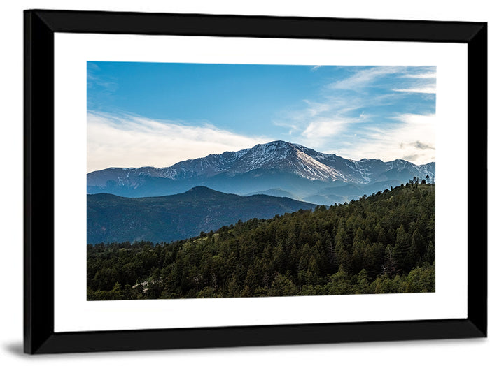 Pikes Peak Mountain Landscape Wall Art as a framed print