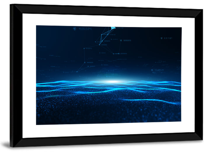 Digital Data Waves Wall Art as a framed print
