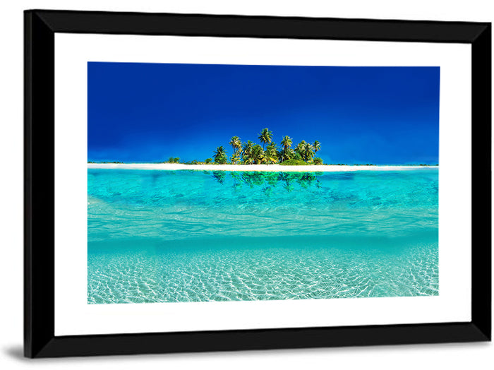 Tranquil Split-level Tropical Island Seascape Wall Art as a framed print