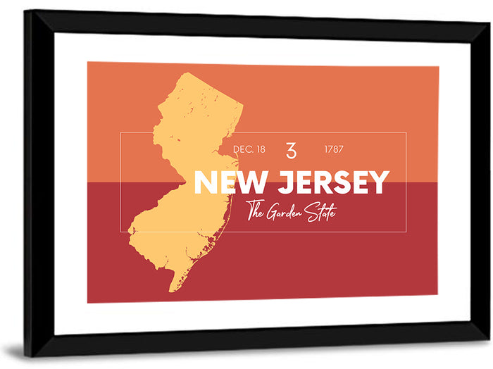 New Jersey State Map Wall Art as a framed print