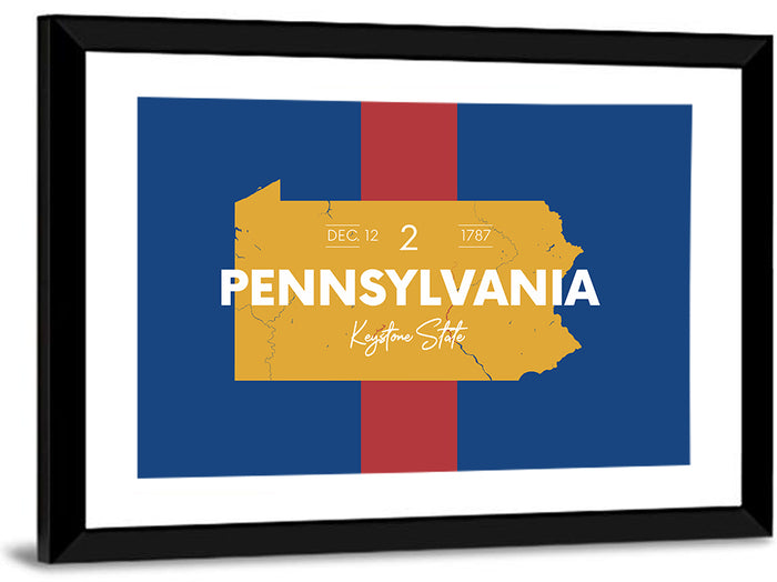 Keystone State Map Graphic Wall Art as a framed print