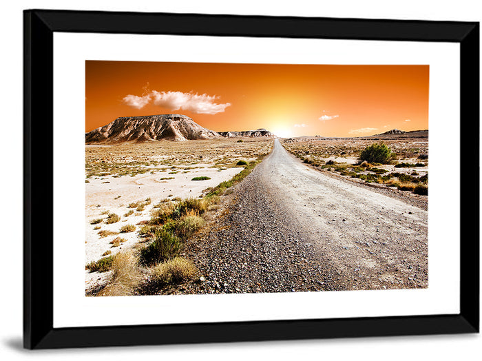 Infinite Desert Road Wall Art as a framed print