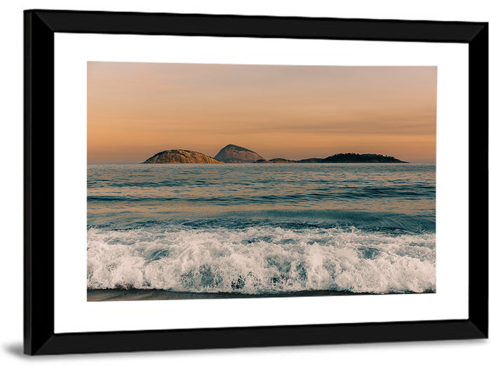 Cagarras Island Sunset Beach Wall Art as a framed print