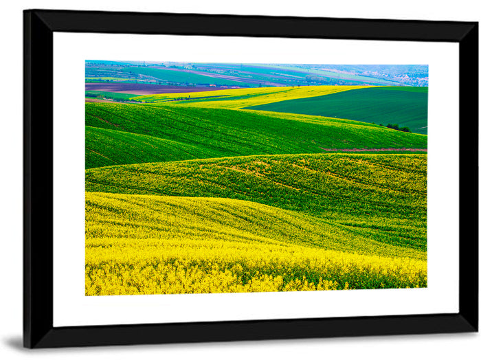 Spring Rapeseed Fields Wall Art as a framed print