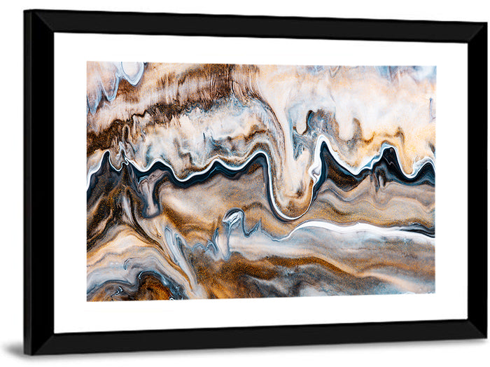 Marbled Gold Swirl Wall Art as a framed print