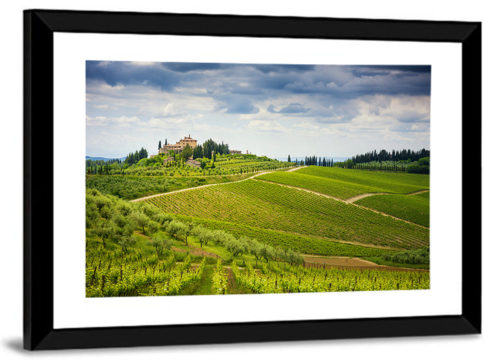 Chianti Vineyard Hills Wall Art as a framed print