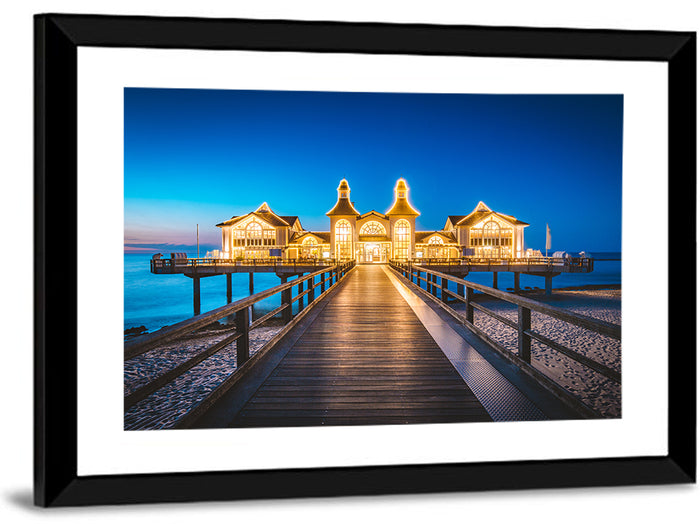 Sellin Pier at Twilight Wall Art as a framed print