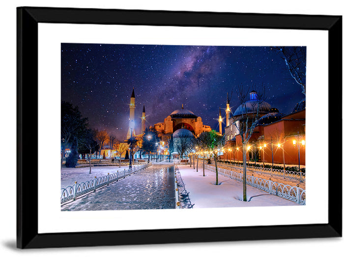 Hagia Sophia Under Starry Sky Wall Art as a framed print