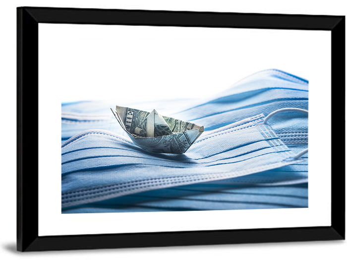 Dollar Boat on Surgical Masks Wall Art as a framed print