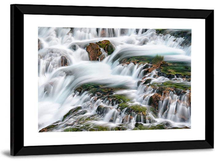 Canete River Cascade Wall Art as a framed print