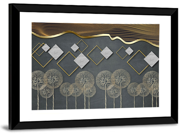 Gray and Gold Dandelion Wall Art as a framed print