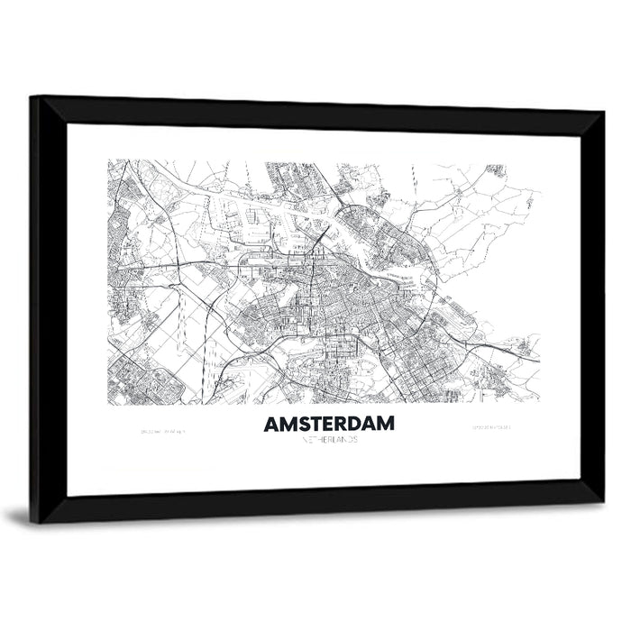 Amsterdam City Map Wall Art as a framed print