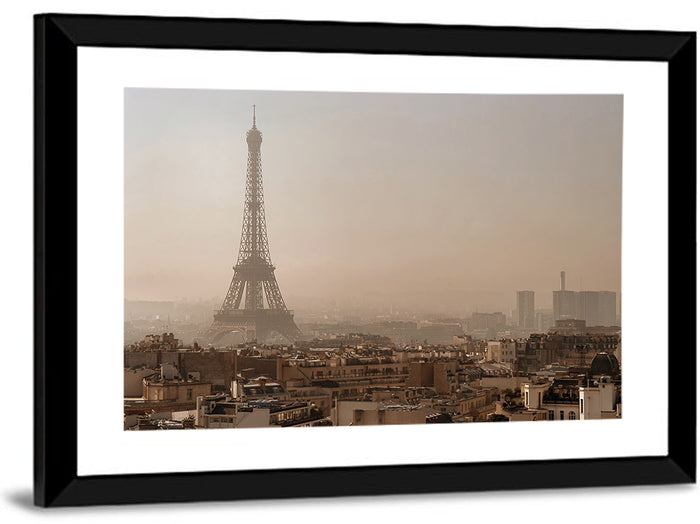 Eiffel Tower Over Paris Rooftops Wall Art as a framed print