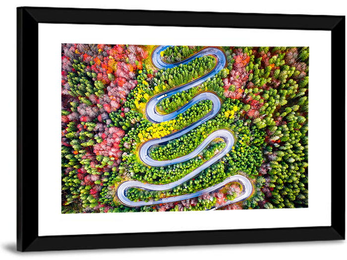 Cheia Autumn Winding Road Wall Art as a framed print