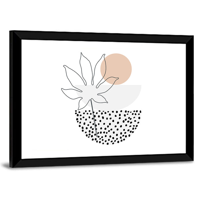 Palm Leaf with Peach Bowls Wall Art as a framed print