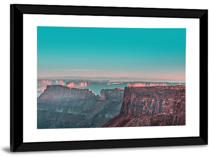 Sunlit Canyon Rim at Dusk Wall Art as a framed print