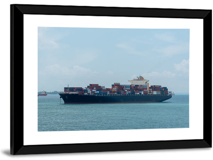 Harbor Container Ship at Sea Wall Art as a framed print
