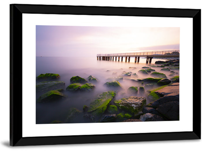 Florya Beach Pier at Lavender Dusk Wall Art as a framed print