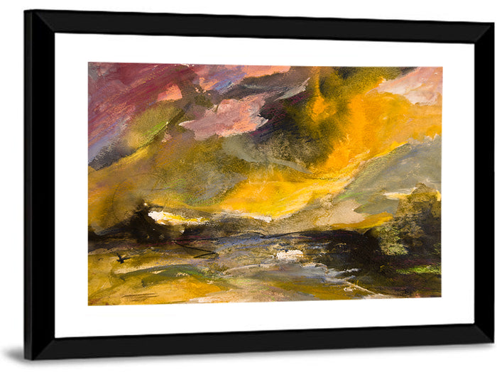 Coastal Storm Over Distant Water Wall Art as a framed print