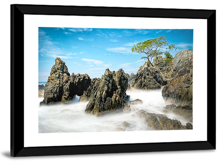 Karang Bebay Misty Shore Wall Art as a framed print