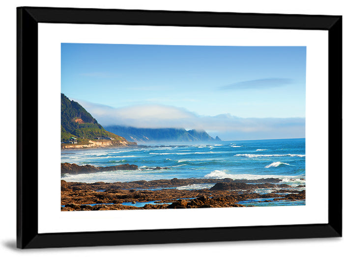 Misty Oregon Coast Tide Pools Wall Art as a framed print