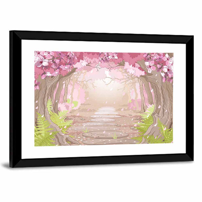 Magic Spring Forest Wall Art as a framed print