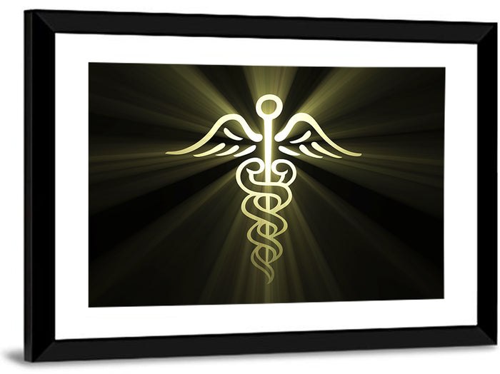 Medical Corps Caduceus Emblem Wall Art as a framed print