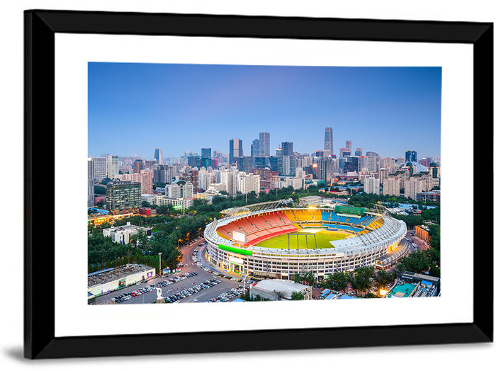 Workers' Stadium at Dusk, Beijing Skyline Wall Art as a framed print