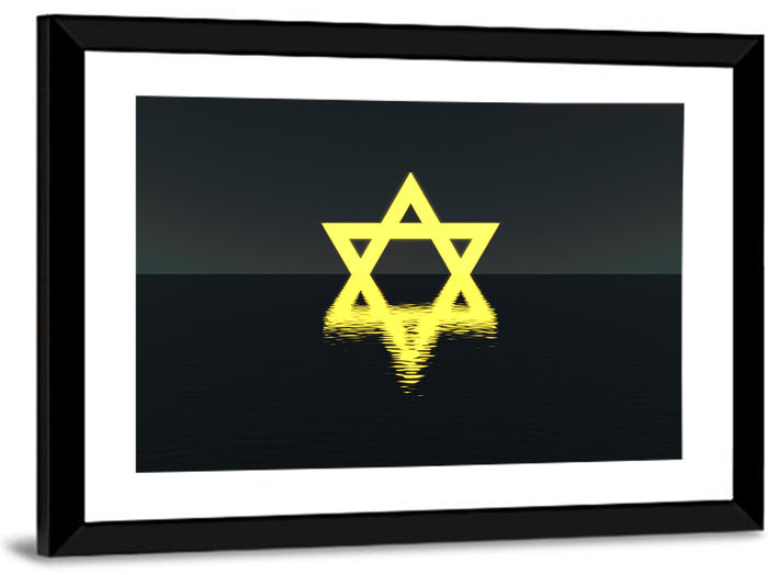 Glowing Star of David Reflection Wall Art as a framed print