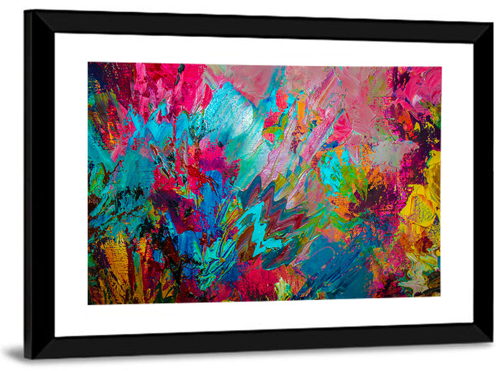 Vibrant Impasto Color Burst Abstract Wall Art as a framed print