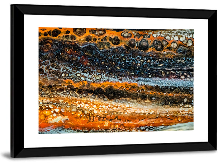 Cosmic River Strata Abstract Pour Wall Art as a framed print
