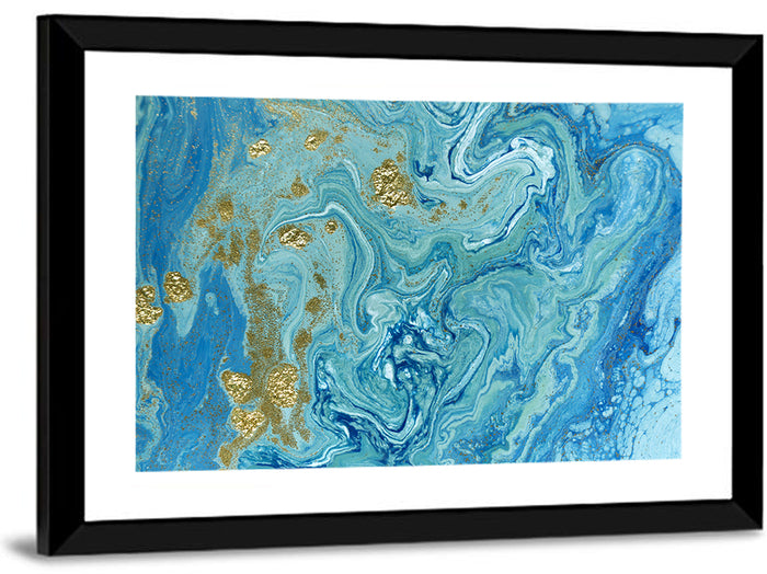 Blue Marble Streams Wall Art as a framed print