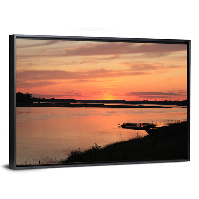 Missouri River Sunset at Dusk Wall Art as a framed canvas
