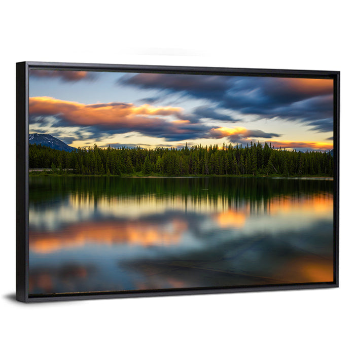Herbert Lake Sunset Reflection Wall Art as a framed canvas