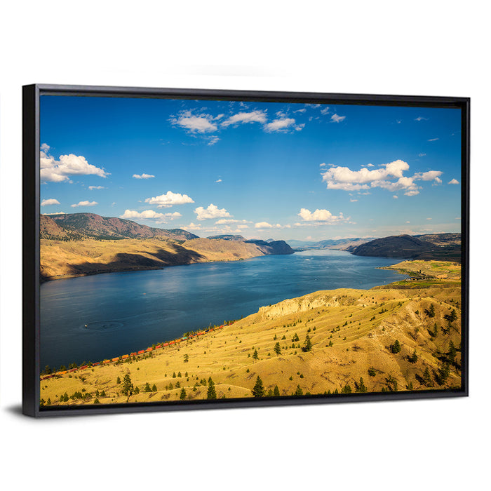 Kamloops Lake Shoreline View Wall Art as a framed canvas
