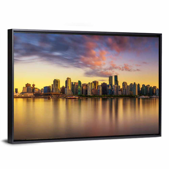 Coal Harbour Sunset, Vancouver Wall Art as a framed canvas