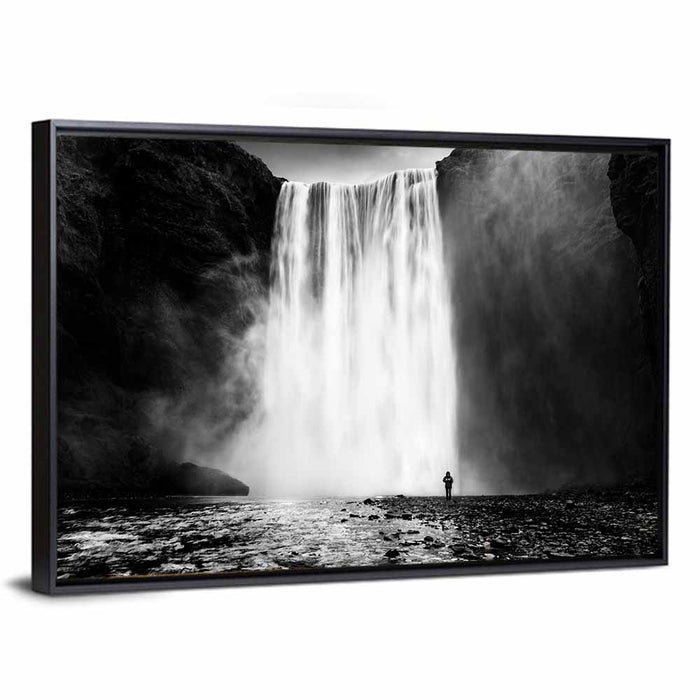 Skógafoss Waterfall Wall Art as a framed canvas