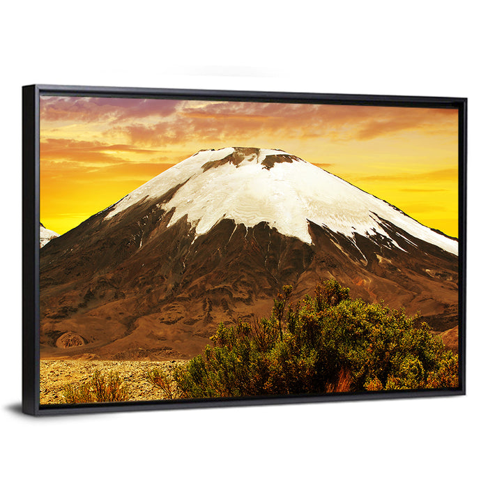 Parinacota Volcano Wall Art as a framed canvas