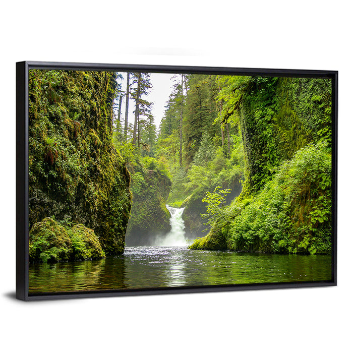 Punch Bowl Falls, Cascade Locks Wall Art as a framed canvas