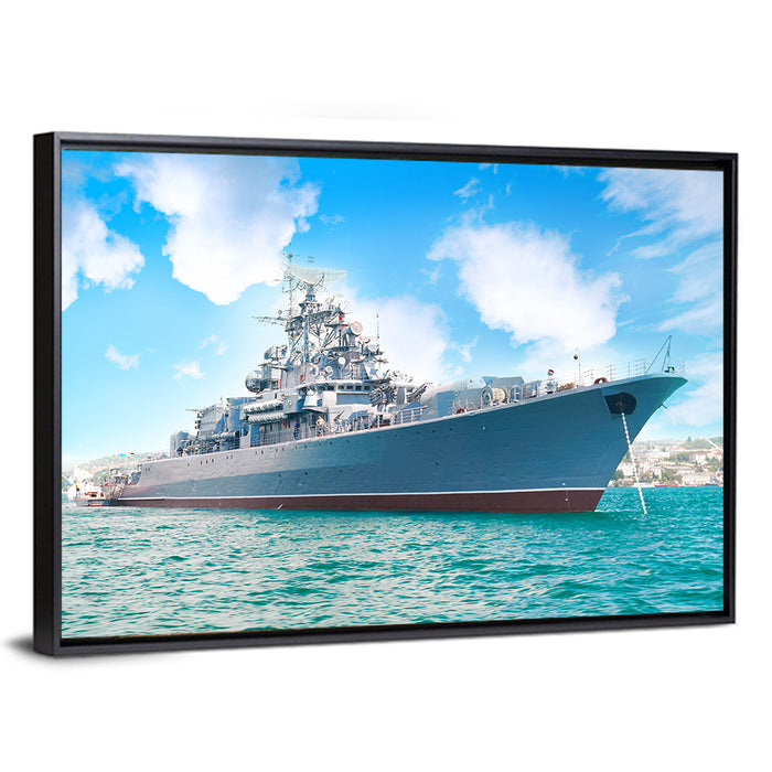 Navy Warship Hull Study Wall Art as a framed canvas