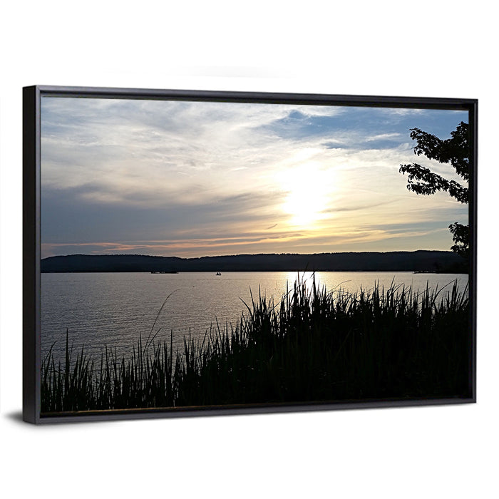 Lake Guntersville Sunset Wall Art as a framed canvas