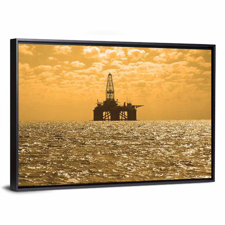 Sunset Oil Rig Silhouette Wall Art