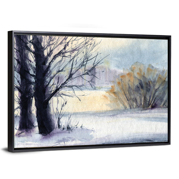 Bare Trees Winter Watercolor Wall Art