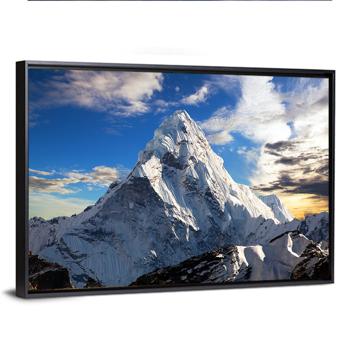 Ama Dablam at Golden Dusk Wall Art as a framed canvas