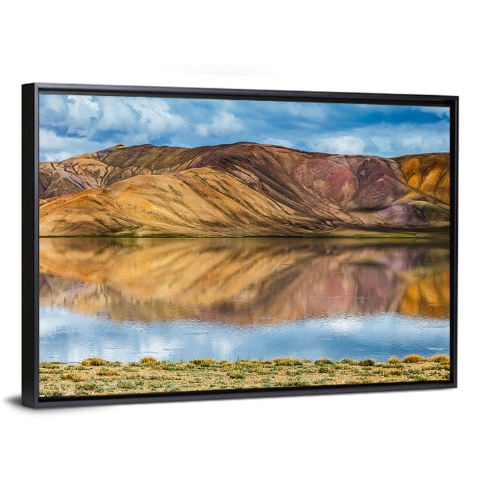 Bulunkul Lake Reflection Wall Art as a framed canvas