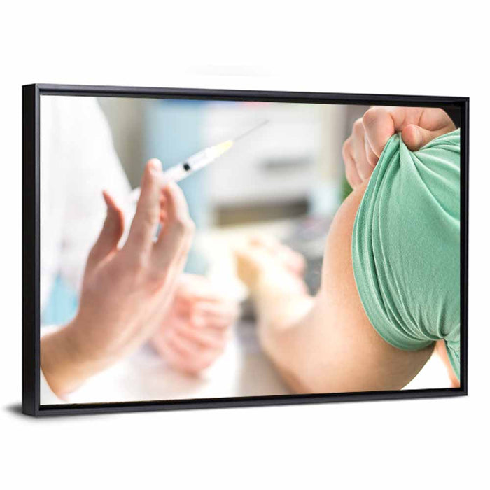 Influenza Vaccination Close-up Wall Art as a framed canvas