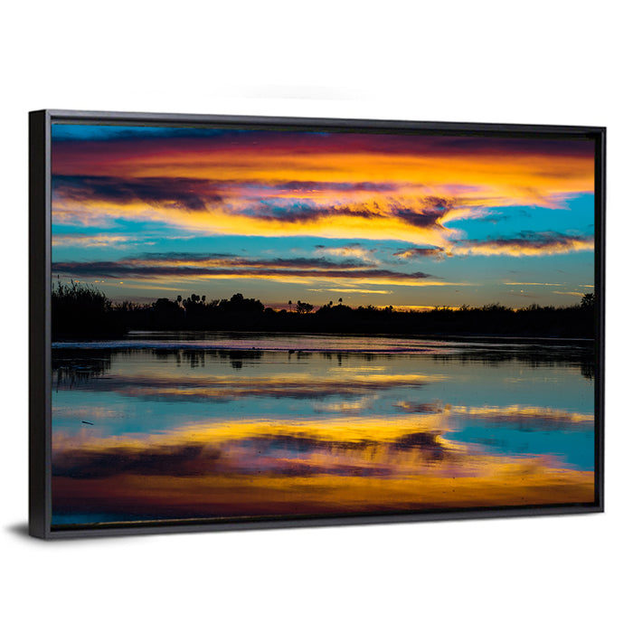 Colorado River Dusk Reflection Wall Art as a framed canvas